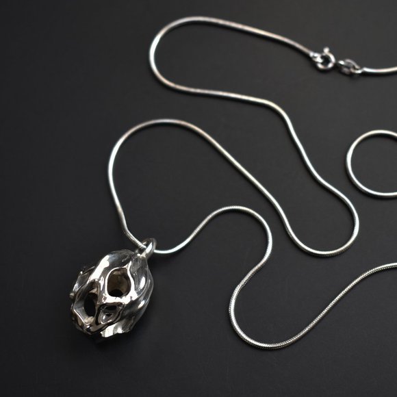 Unusual massive pendant necklace ooak, large long silver pendant - Picture 5 of 10